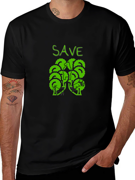 Eco-Friendly Save Trees Graphic Tee - Black