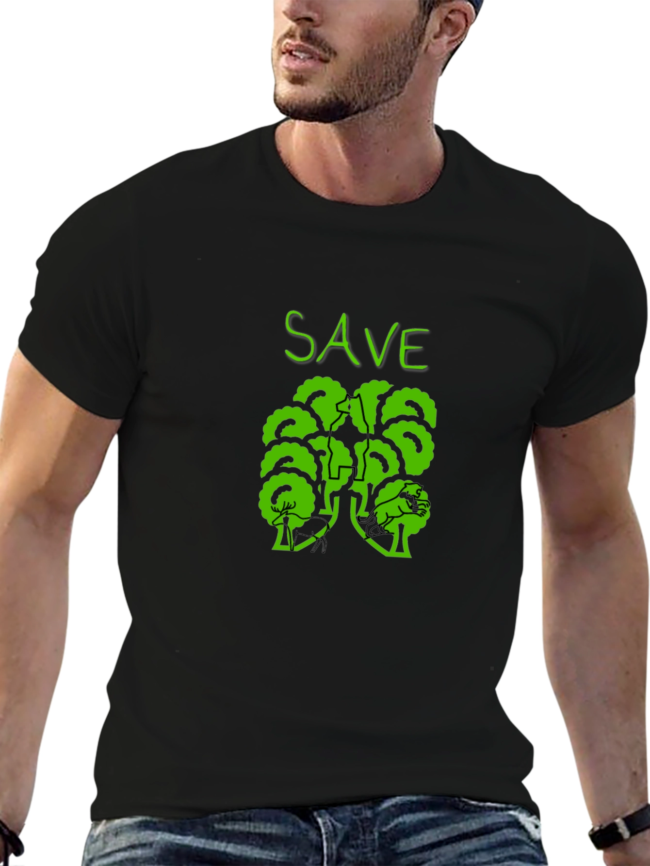 Eco-Friendly Save Trees Graphic Tee - Black