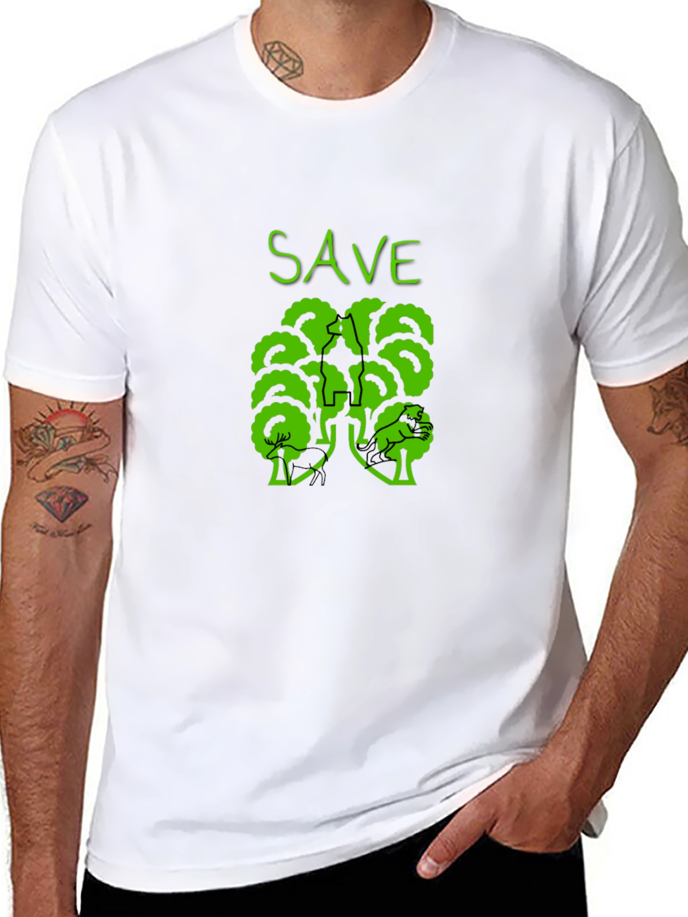 Eco-Friendly Save Trees Graphic Tee - Black