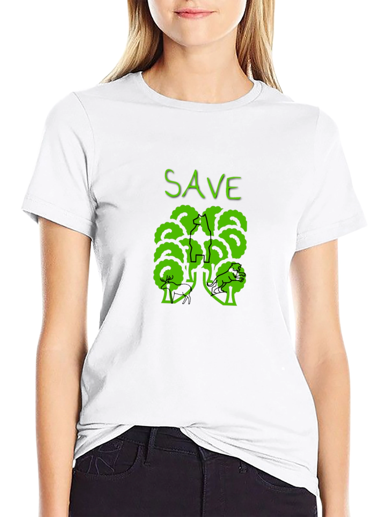 Eco-Friendly Save Trees Graphic Tee - Black
