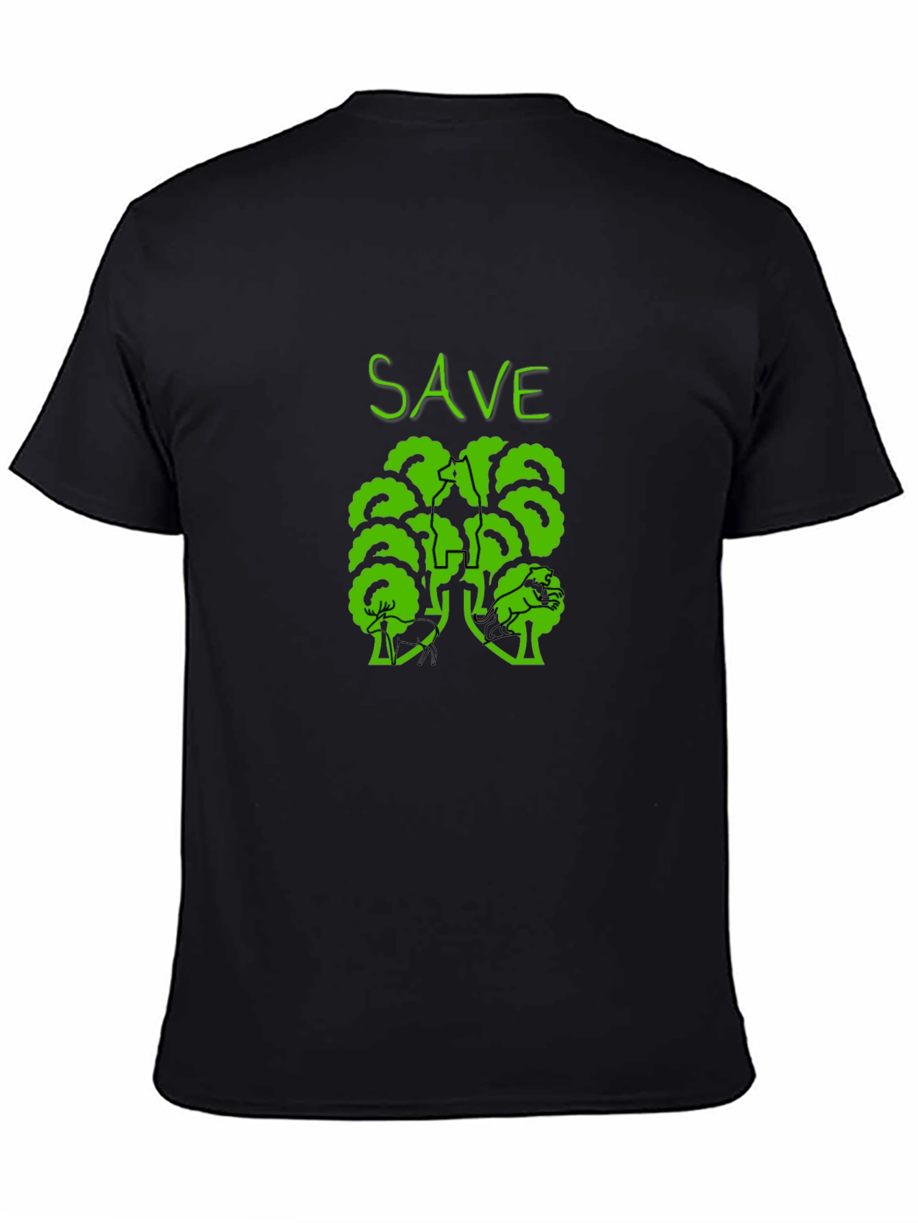 Eco-Friendly Save Trees Graphic Tee - Black