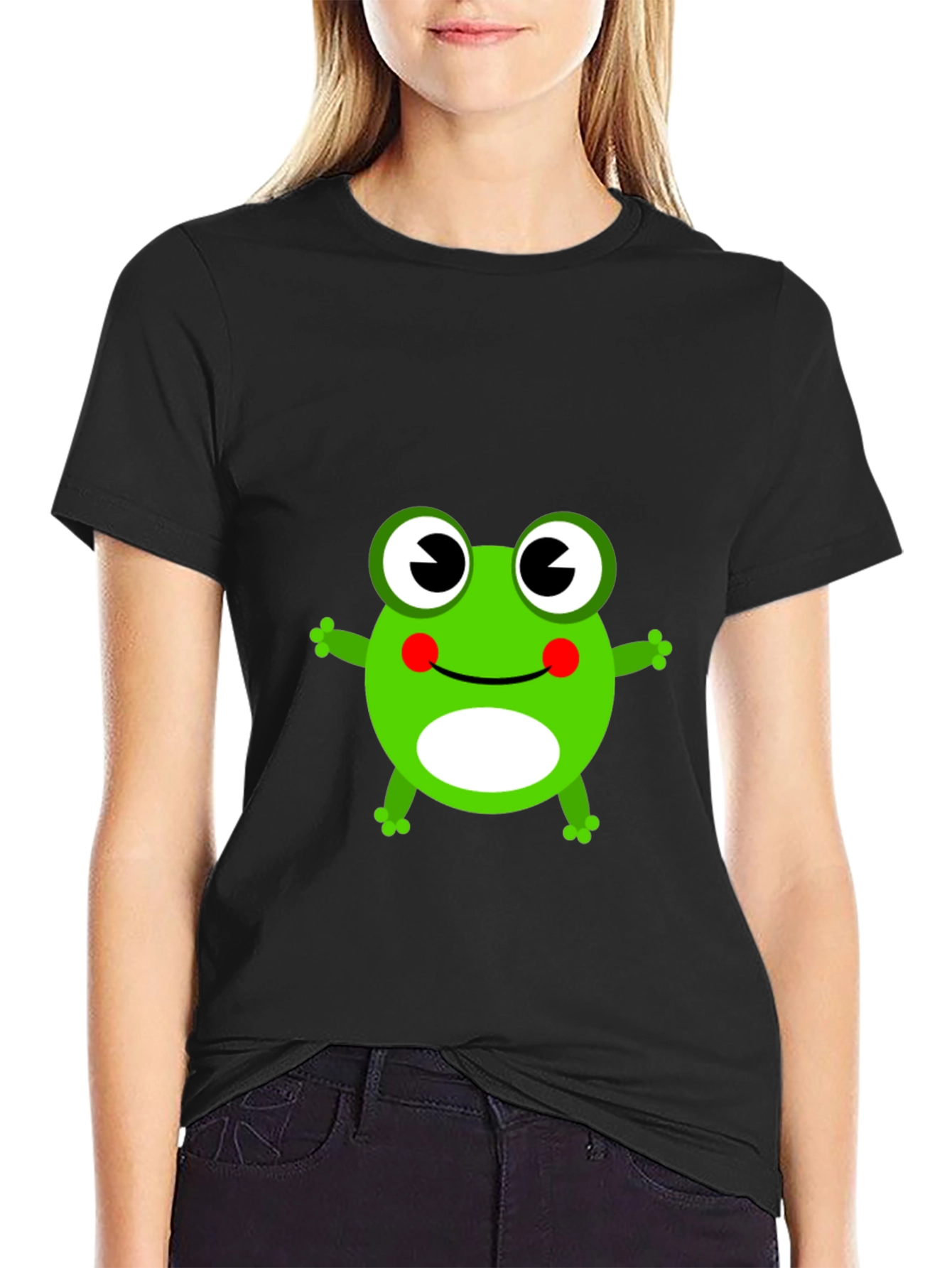 Cute Frog Graphic T-Shirt - Black
