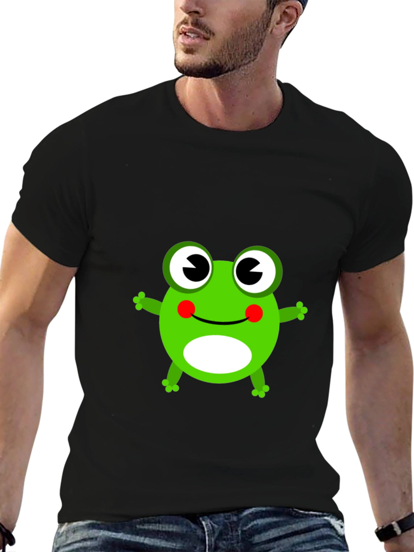 Cute Frog Graphic T-Shirt - Black