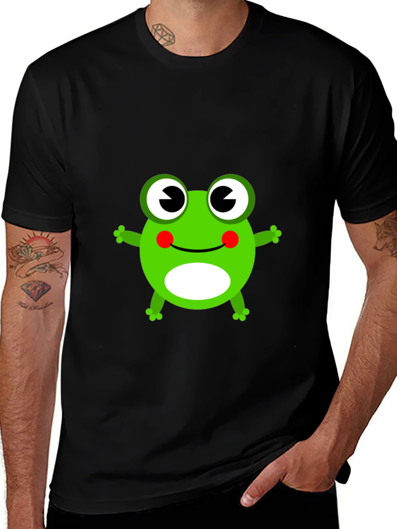 Cute Frog Graphic T-Shirt - Black