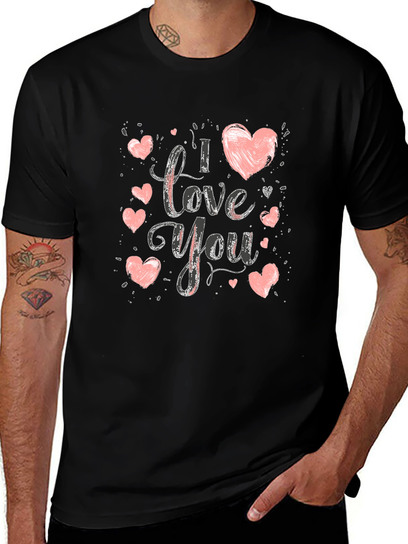 I Love You Graphic Print Crew Neck T-Shirt
