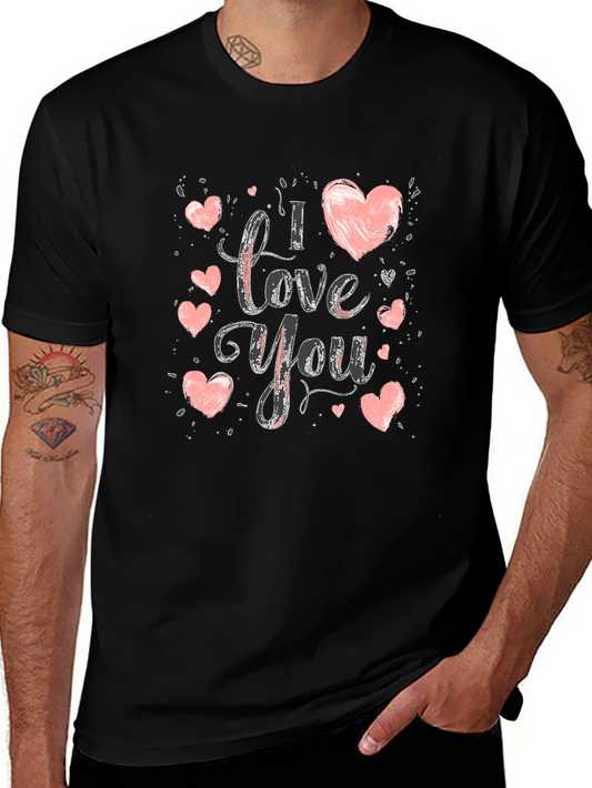 I Love You Graphic Print Crew Neck T-Shirt
