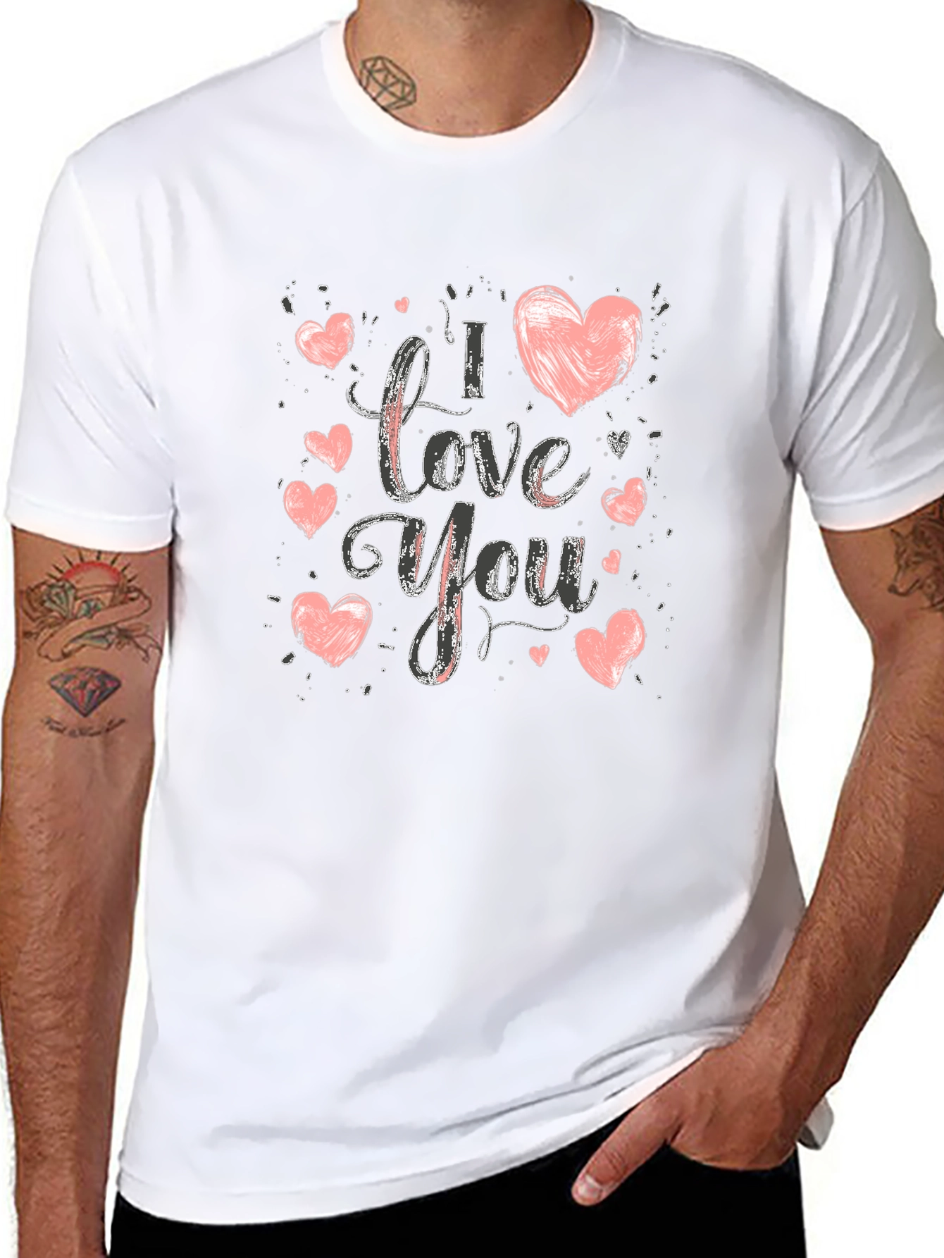 I Love You Graphic Print Crew Neck T-Shirt