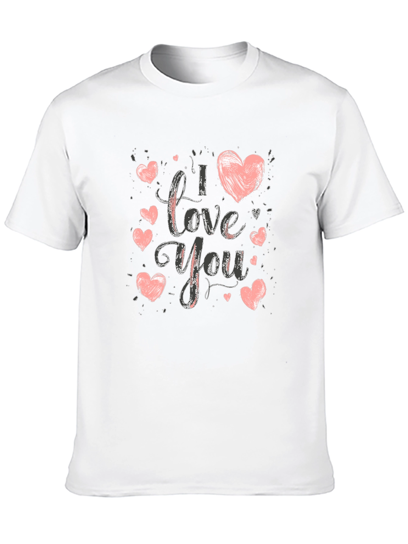 I Love You Graphic Print Crew Neck T-Shirt