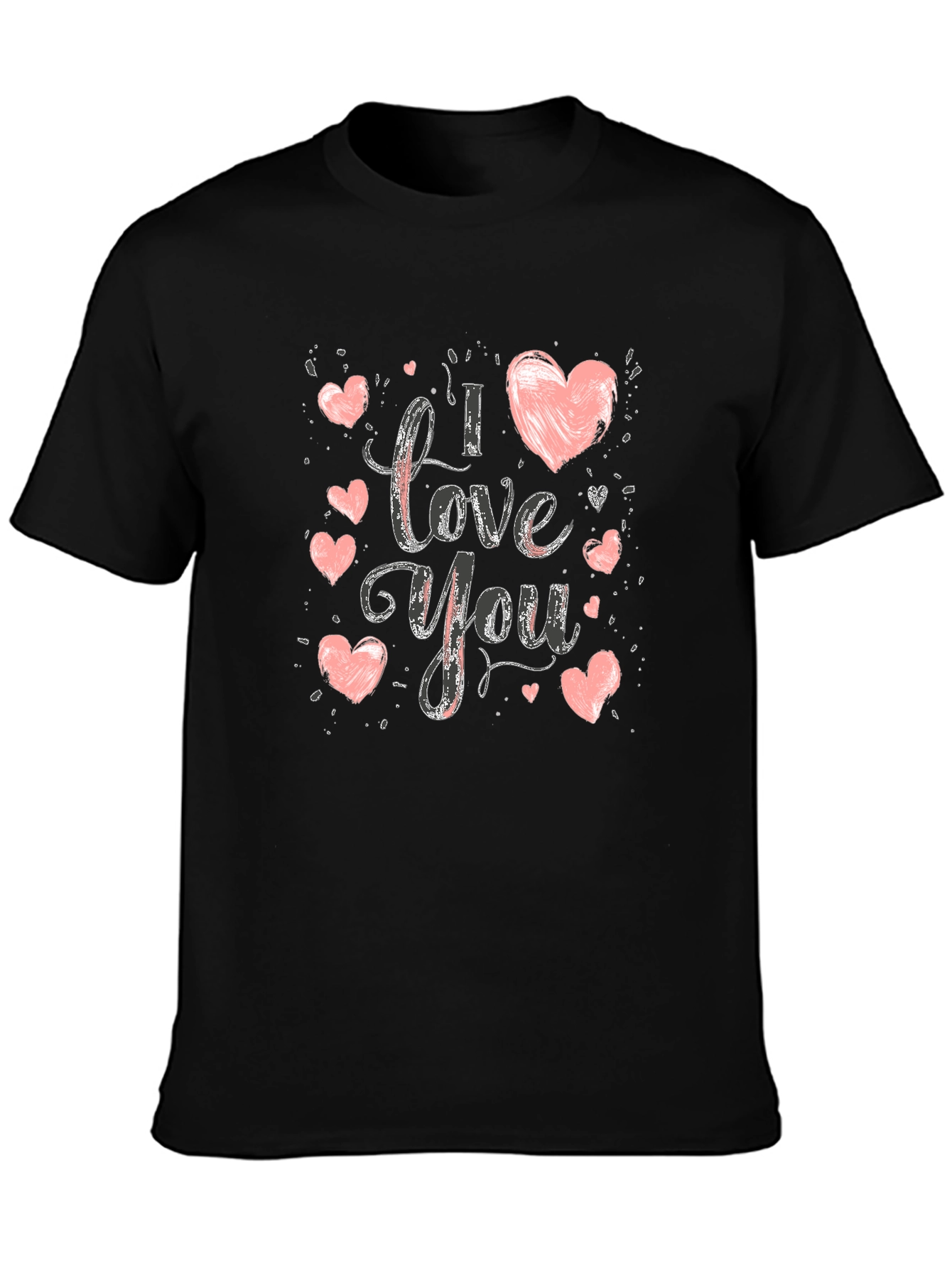 I Love You Graphic Print Crew Neck T-Shirt