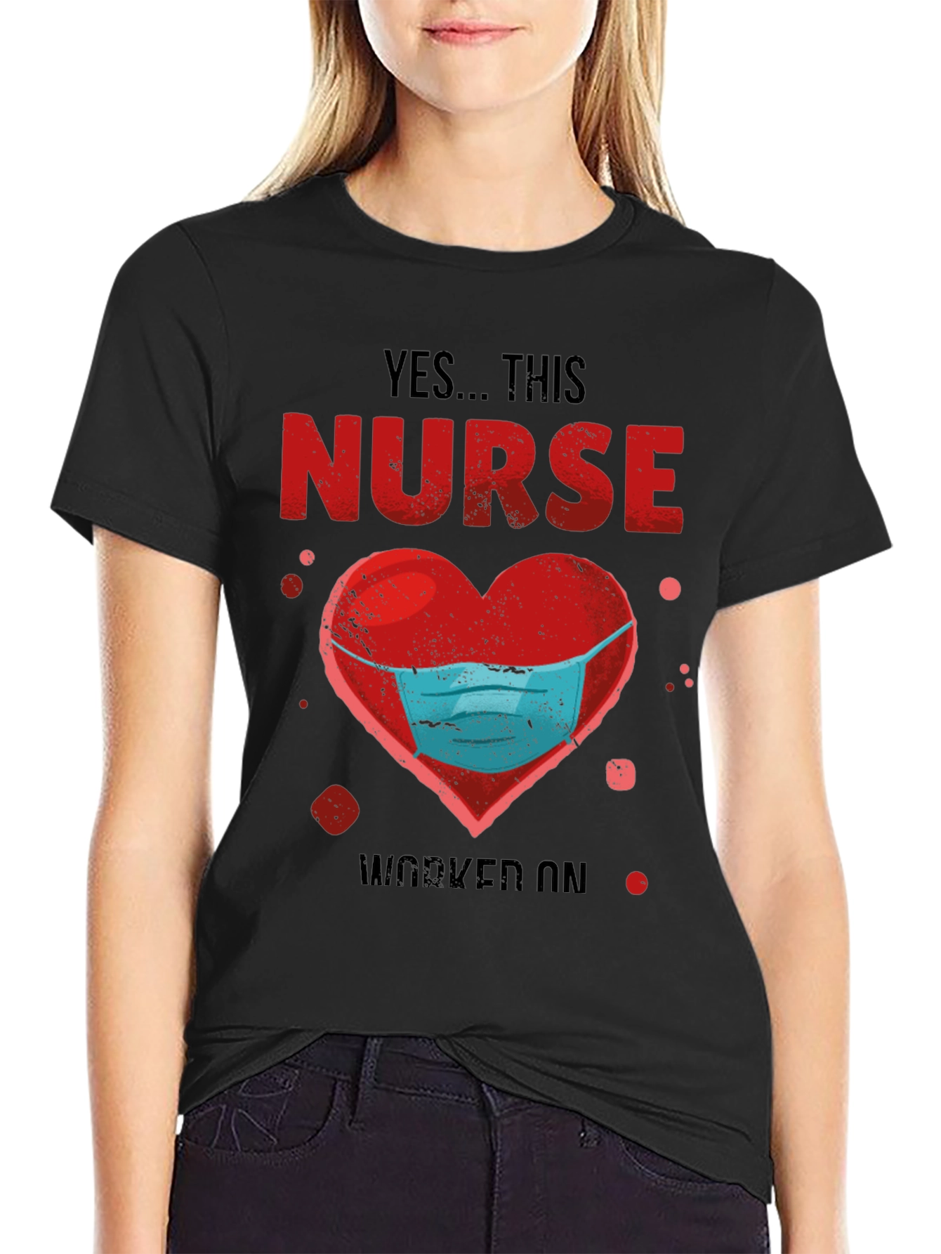 Nurse Heart Mask Graphic T-Shirt