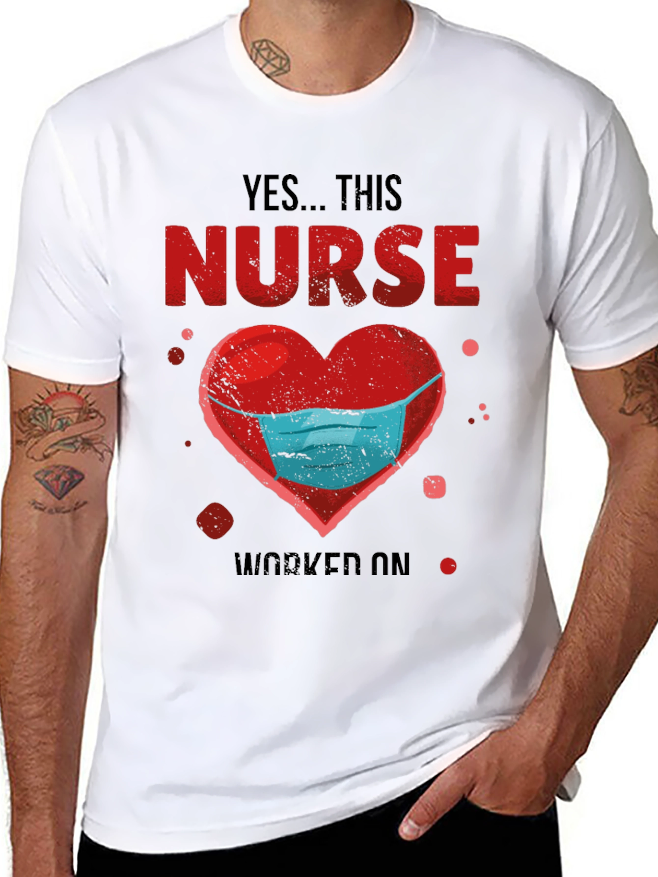 Nurse Heart Mask Graphic T-Shirt