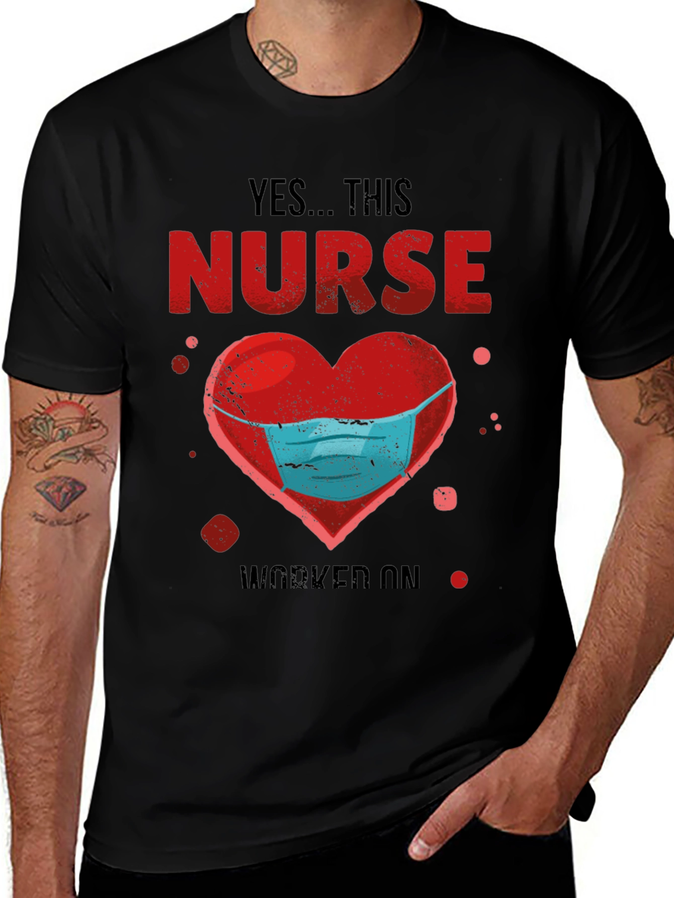 Nurse Heart Mask Graphic T-Shirt