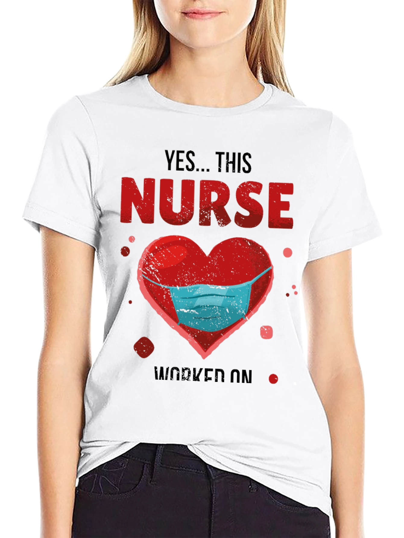 Nurse Heart Mask Graphic T-Shirt