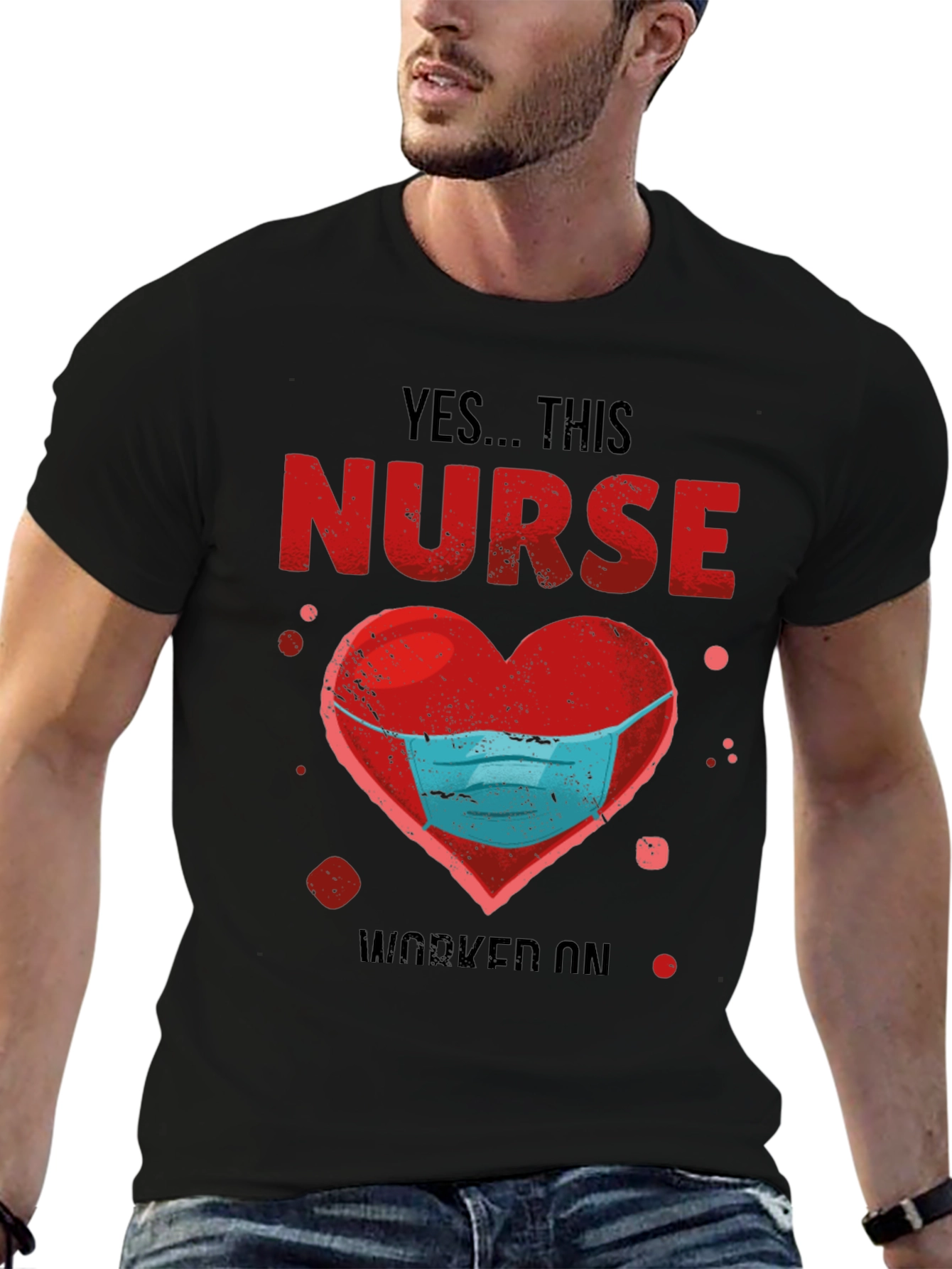 Nurse Heart Mask Graphic T-Shirt
