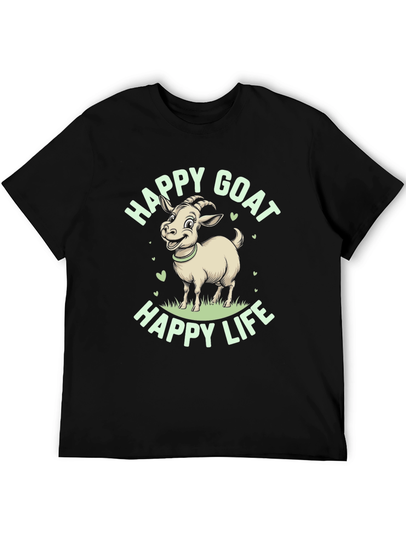 Happy Goat Graphic Tee - Black Cotton T-Shirt