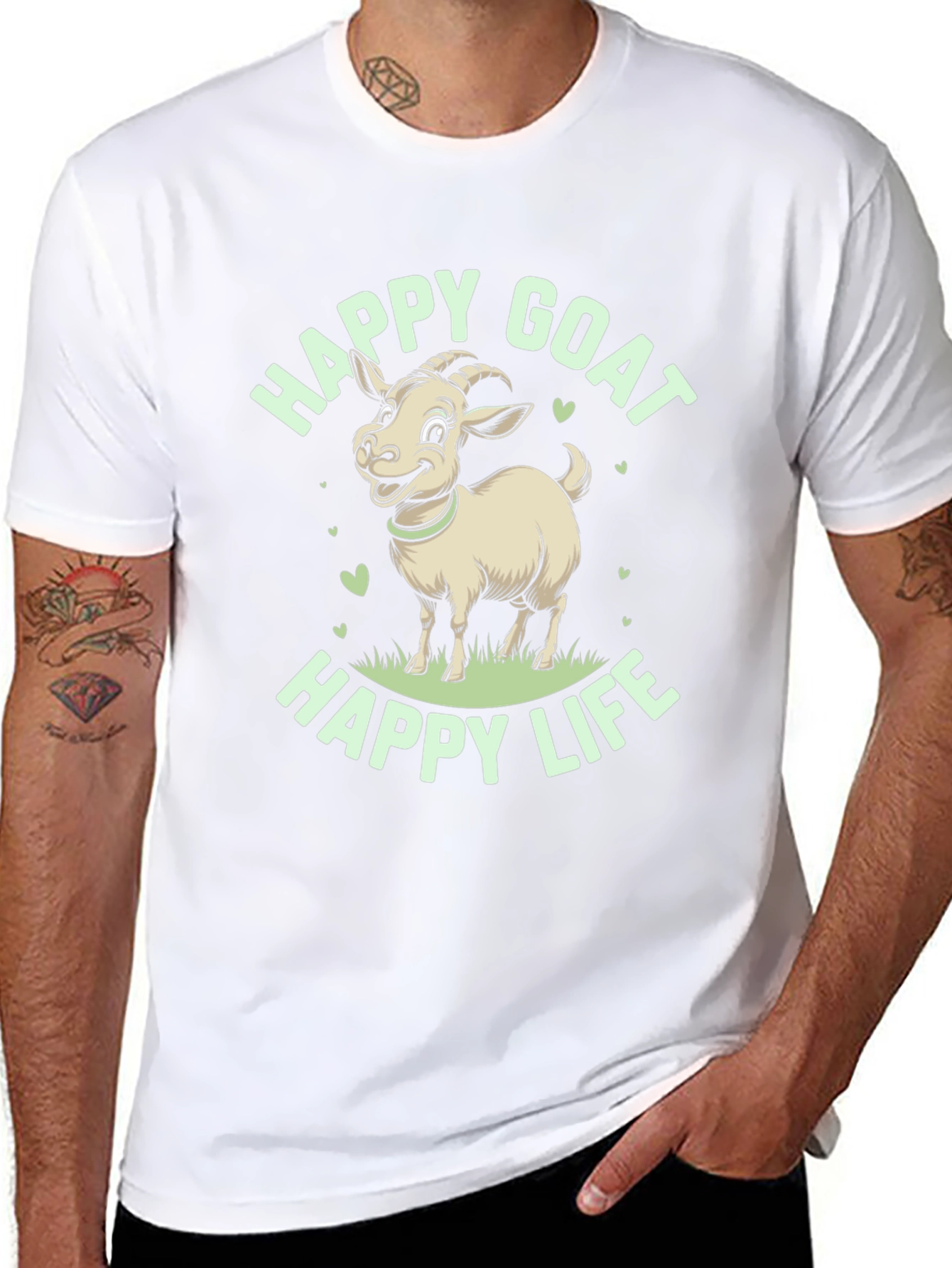 Happy Goat Graphic Tee - Black Cotton T-Shirt