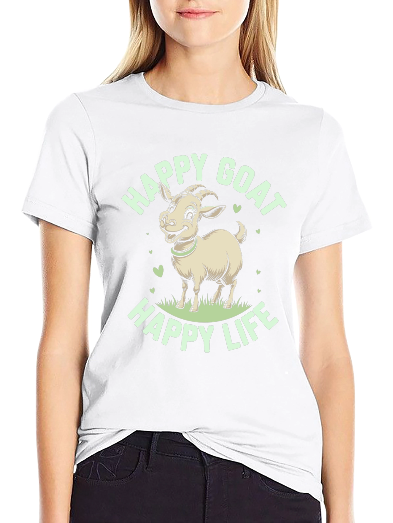 Happy Goat Graphic Tee - Black Cotton T-Shirt