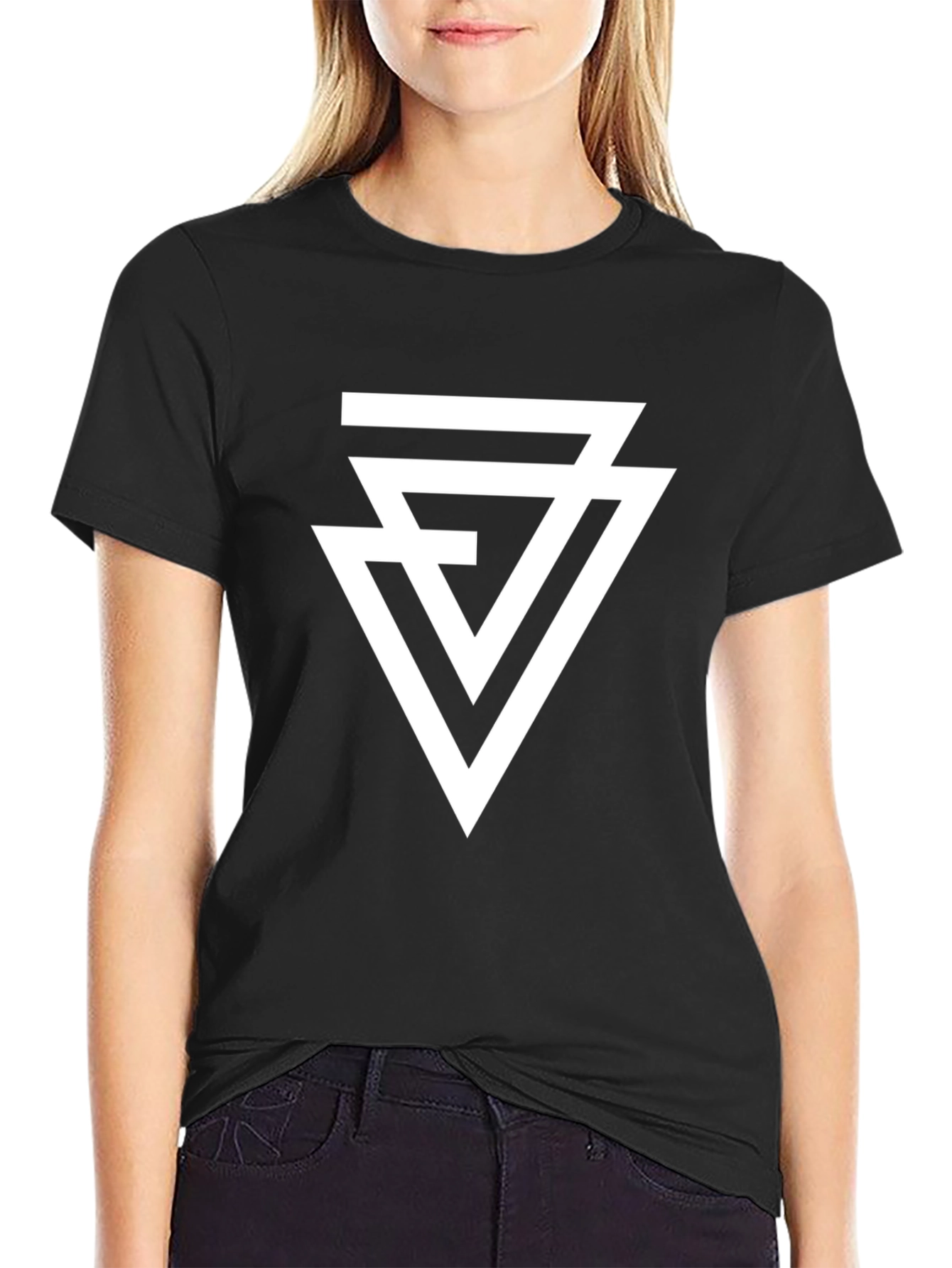 Geometric Triangle T-Shirt - Modern Black Tee