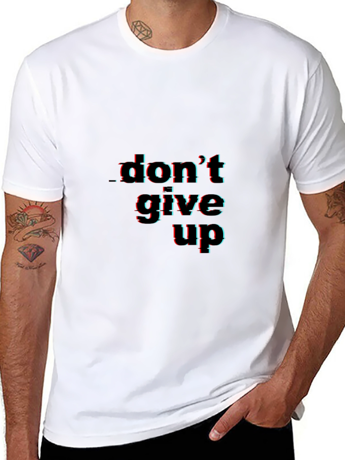 Dont Give Up Graphic Black Tee