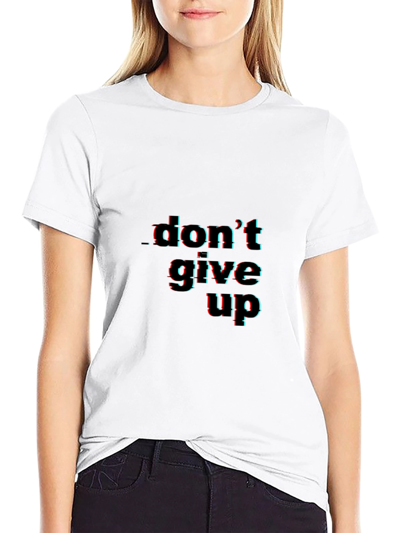 Dont Give Up Graphic Black Tee