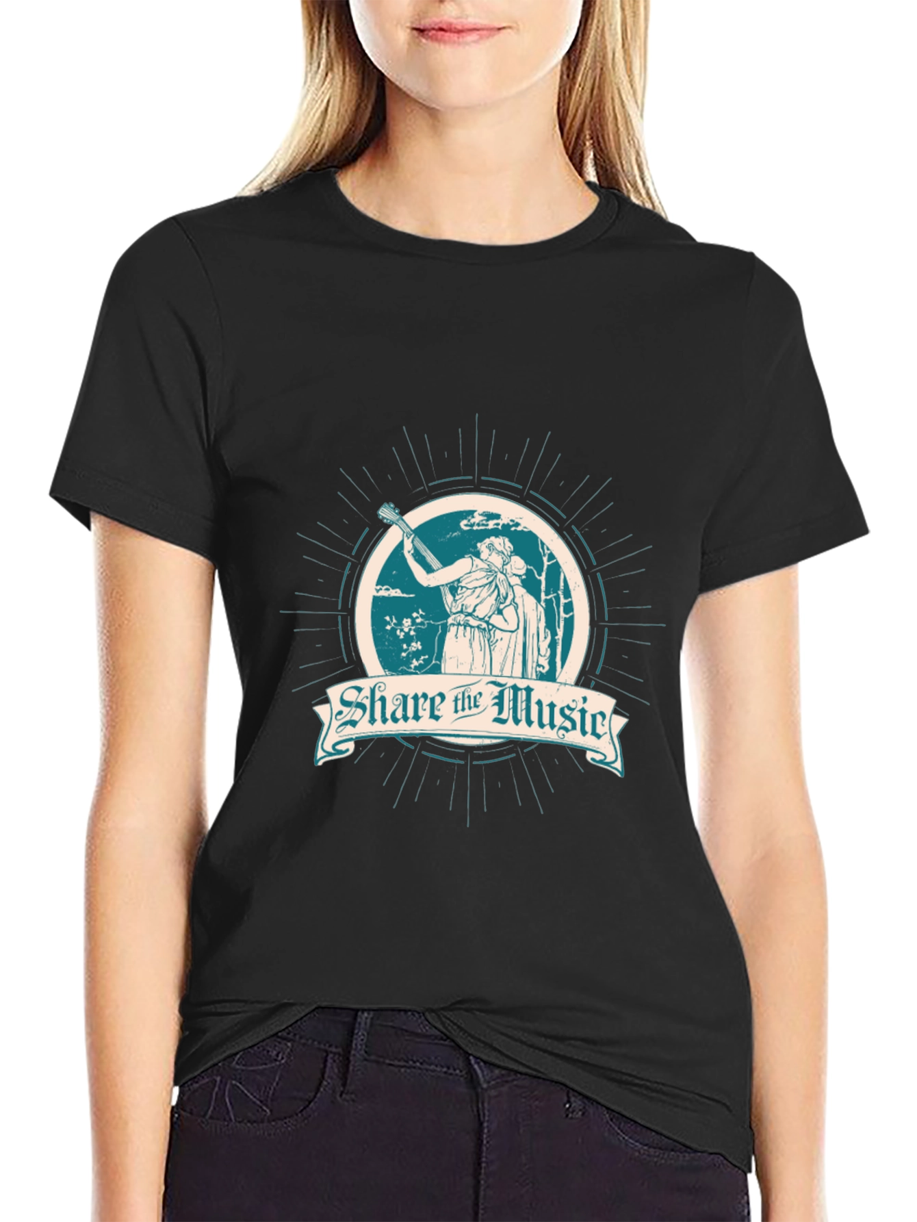 Share the Music Black Graphic T-Shirt