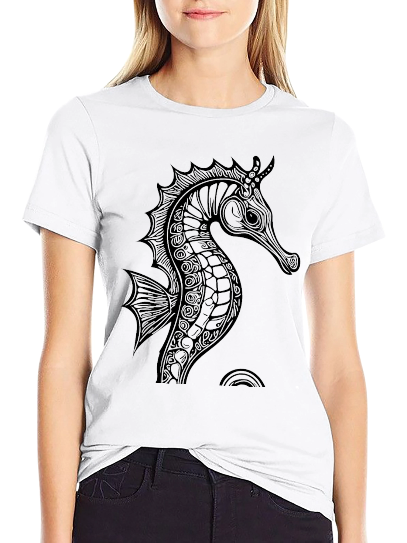 Mens Black Seahorse Graphic Tee