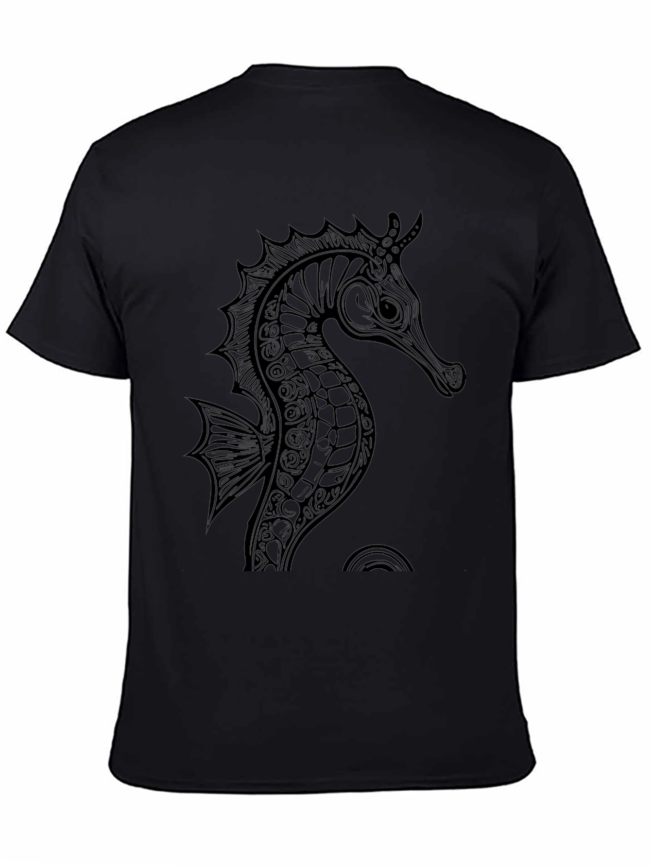 Mens Black Seahorse Graphic Tee
