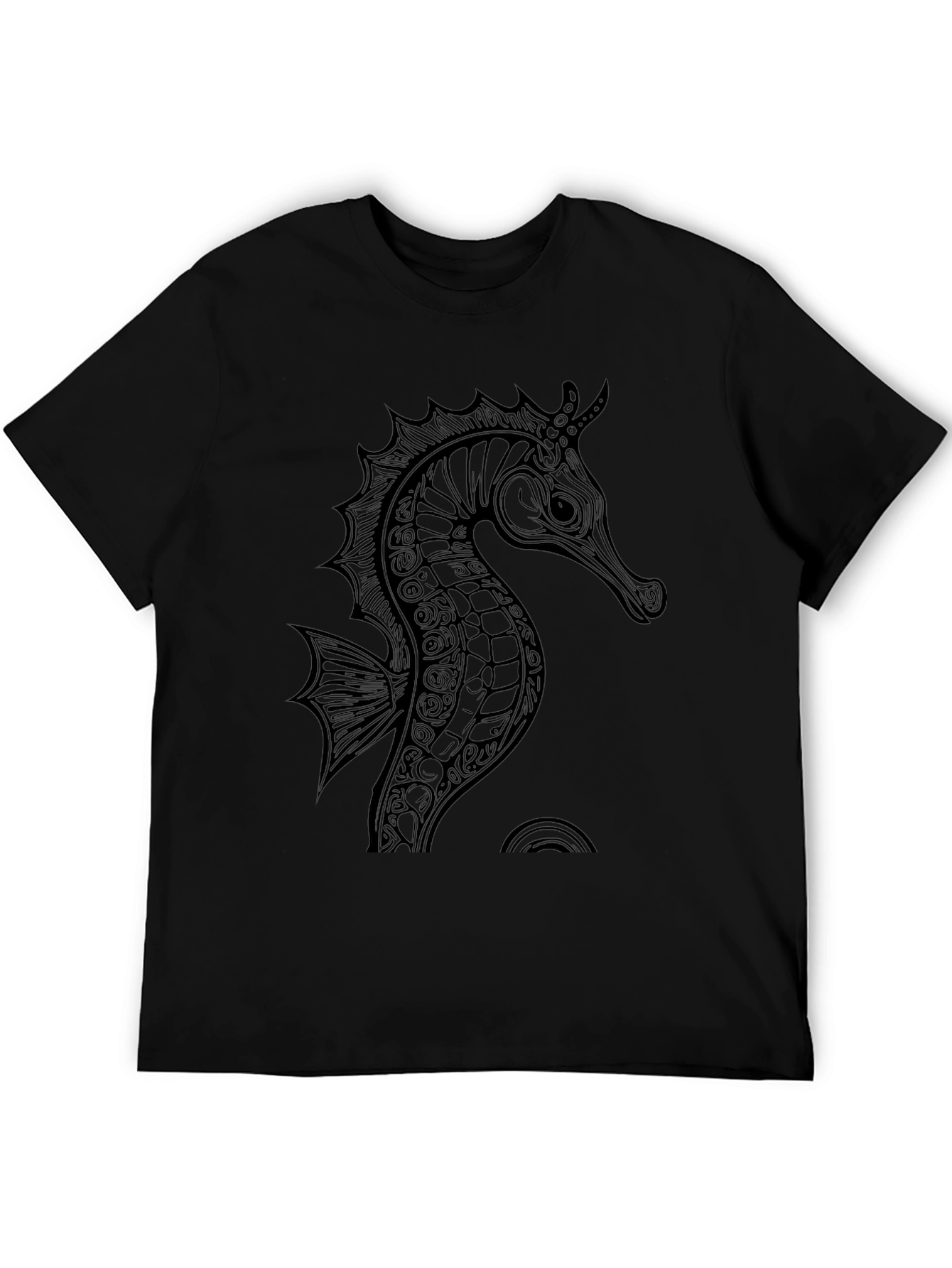 Mens Black Seahorse Graphic Tee