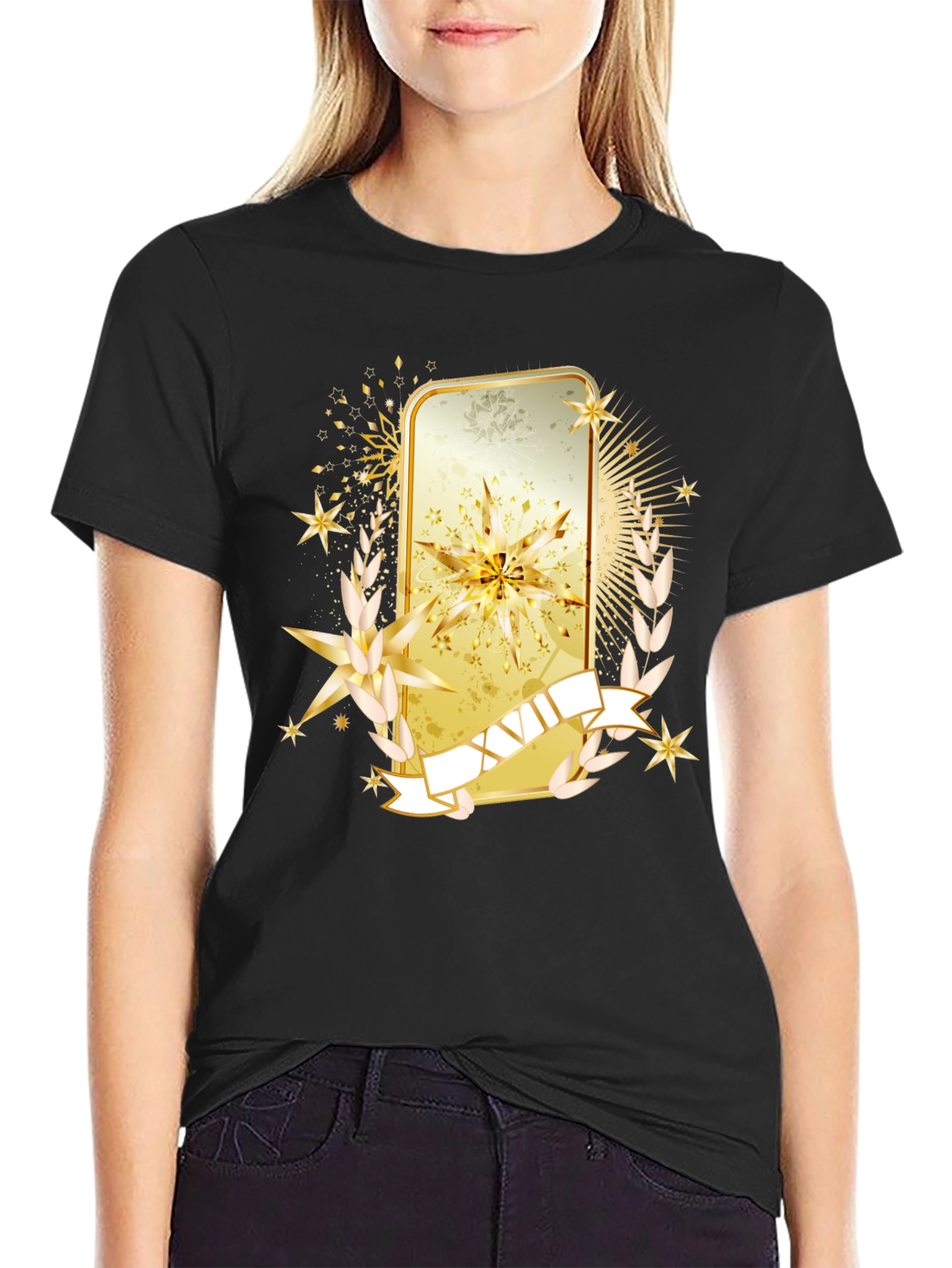 Golden Emblem Graphic Tee - Stylish Casual Wear