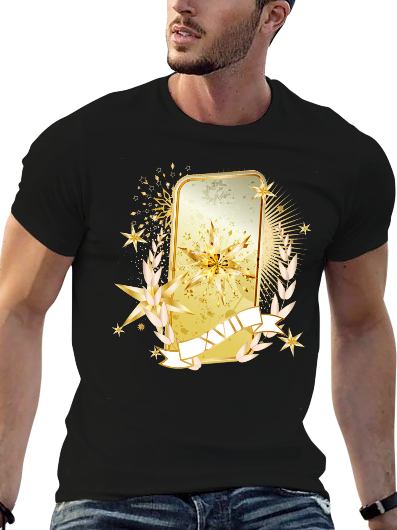 Golden Emblem Graphic Tee - Stylish Casual Wear