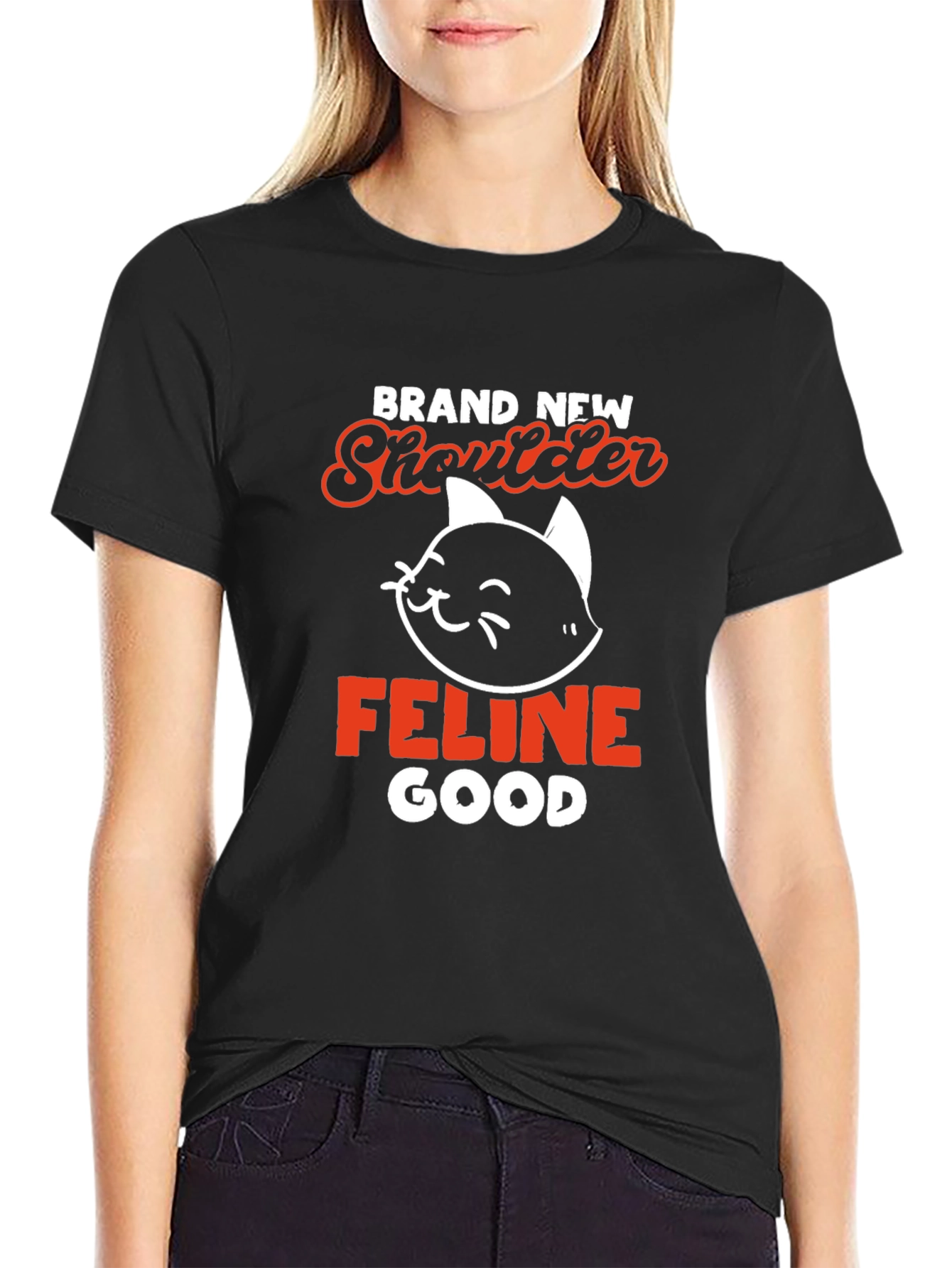 Brand New Shoulder Feline Good Black T-Shirt