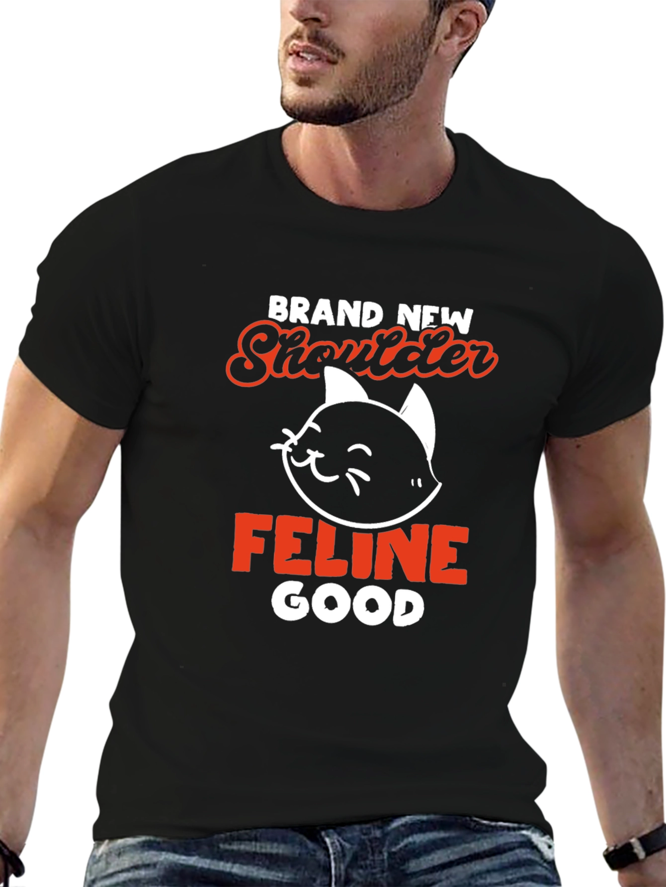 Brand New Shoulder Feline Good Black T-Shirt