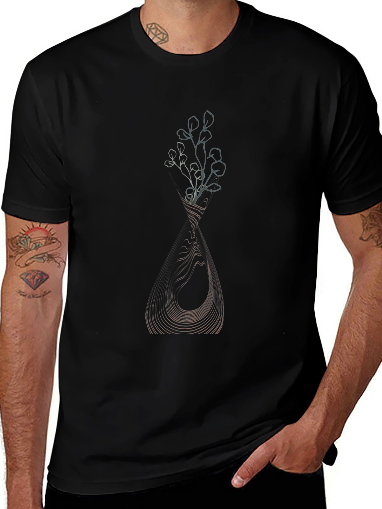 Abstract Floral Vase Graphic T-Shirt