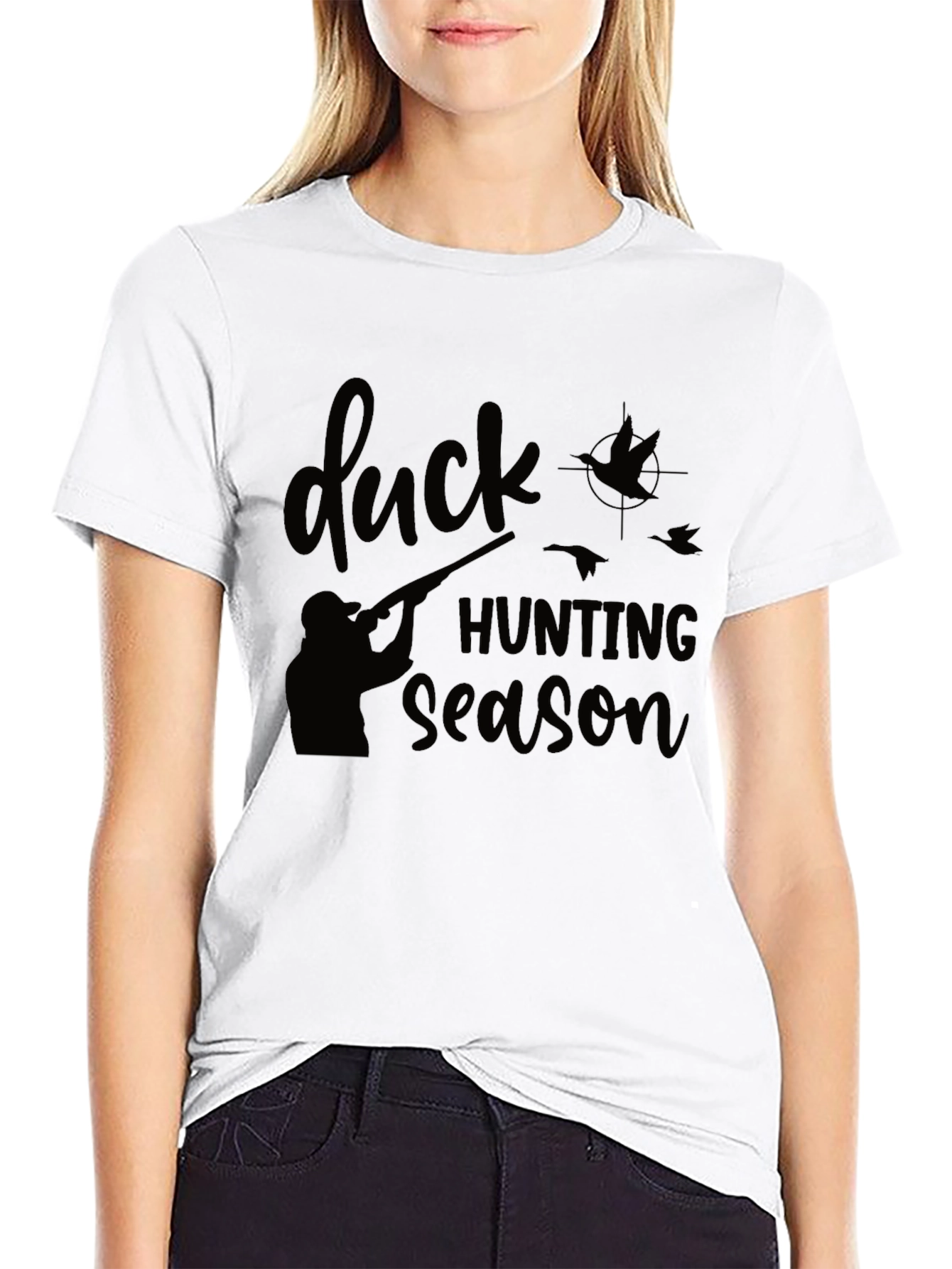Duck Hunting Season Black Graphic T-Shirt
