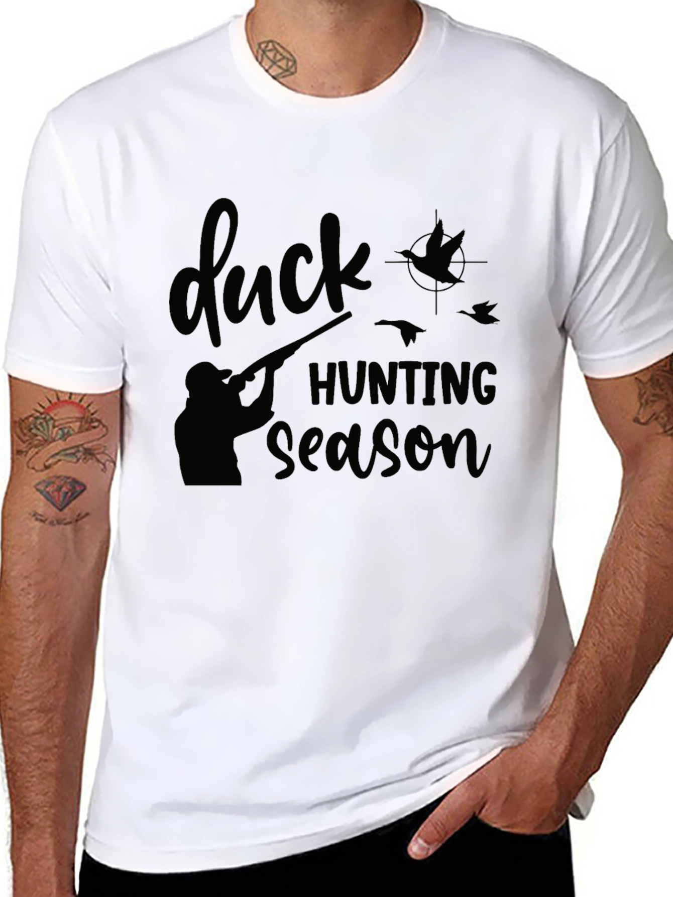 Duck Hunting Season Black Graphic T-Shirt