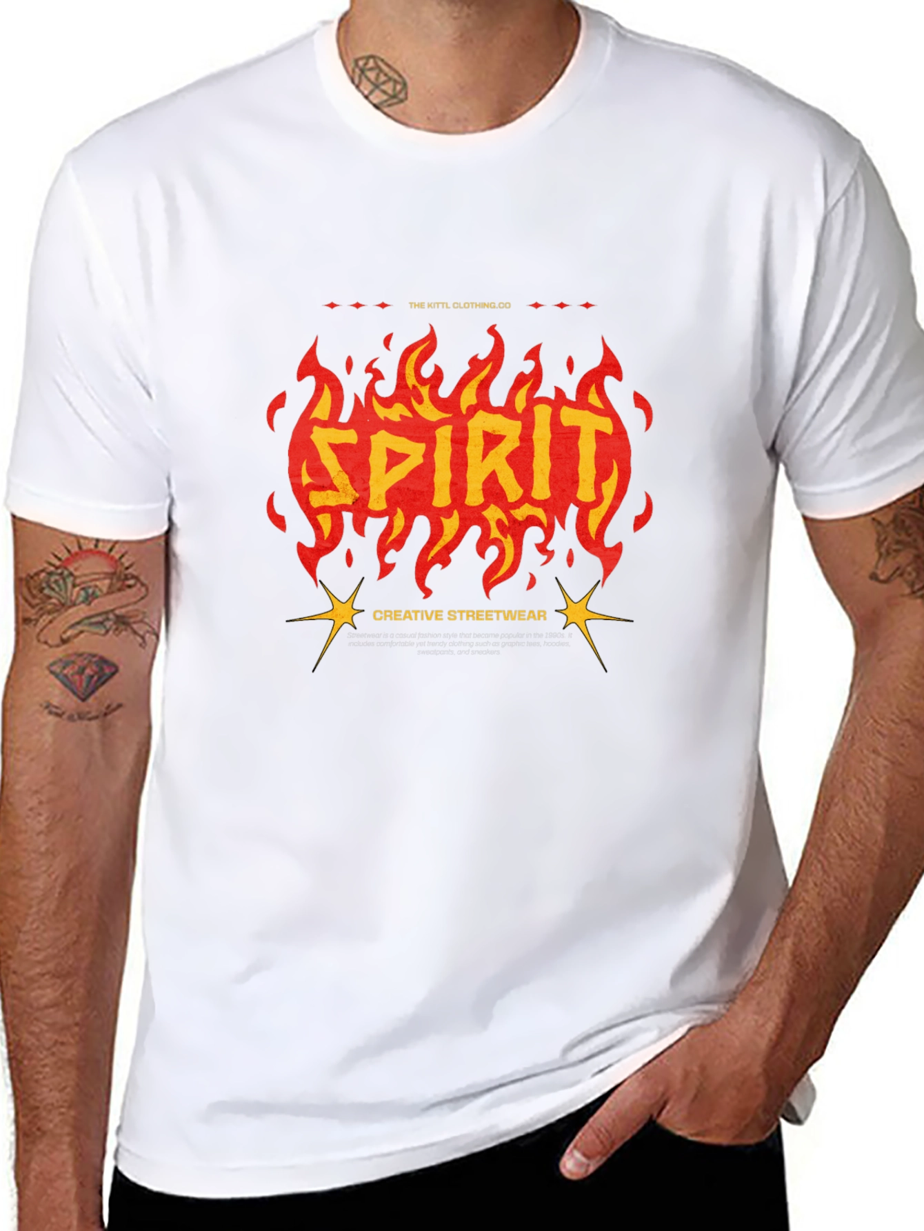 Spirit Fire Graphic Print Mens Black T-Shirt