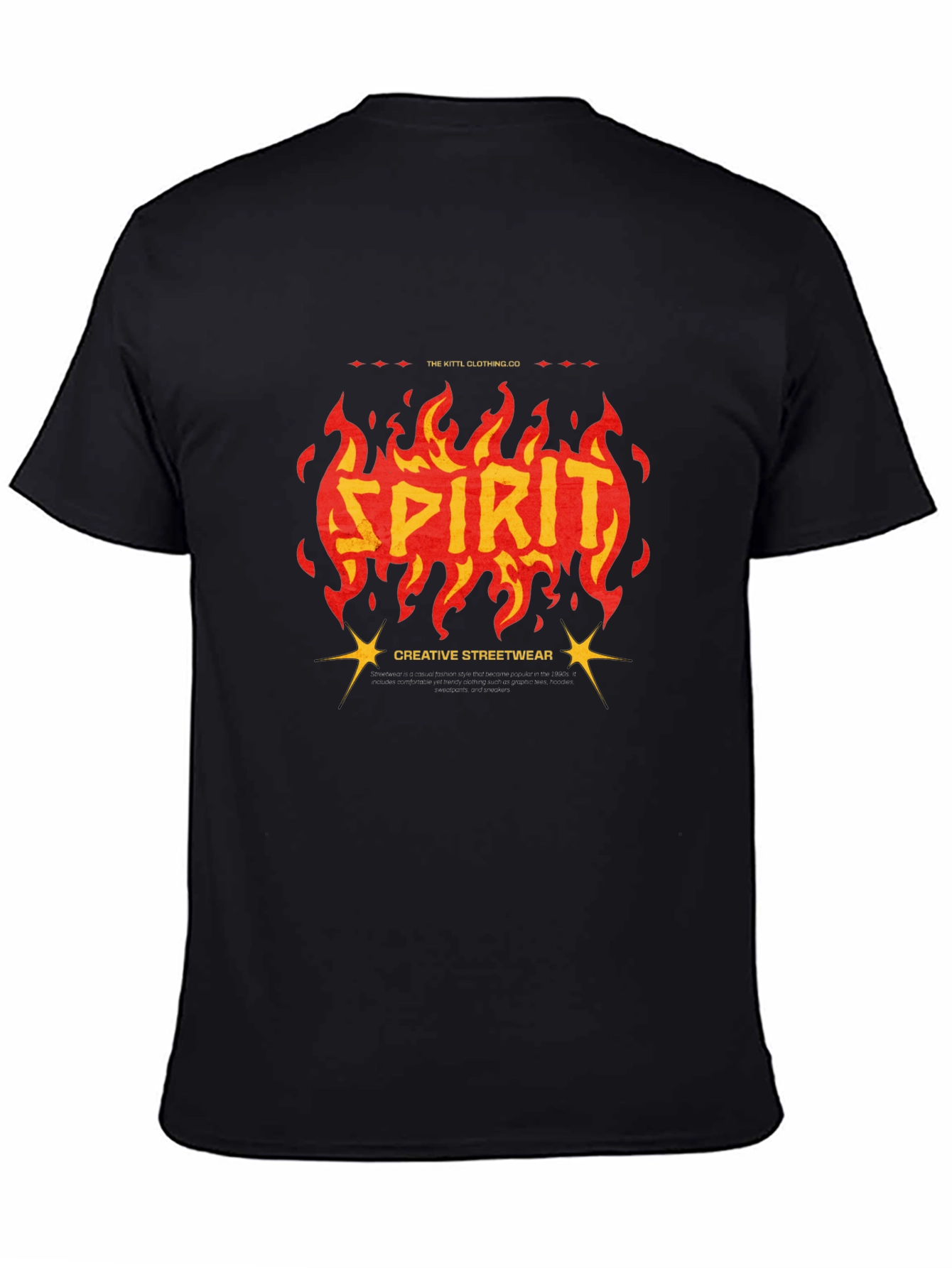 Spirit Fire Graphic Print Mens Black T-Shirt