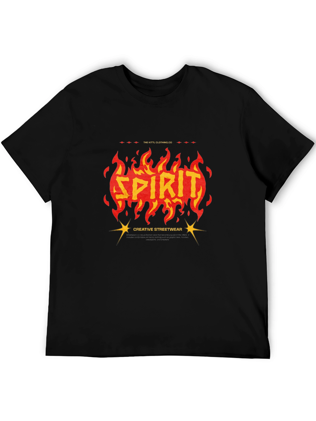 Spirit Fire Graphic Print Mens Black T-Shirt