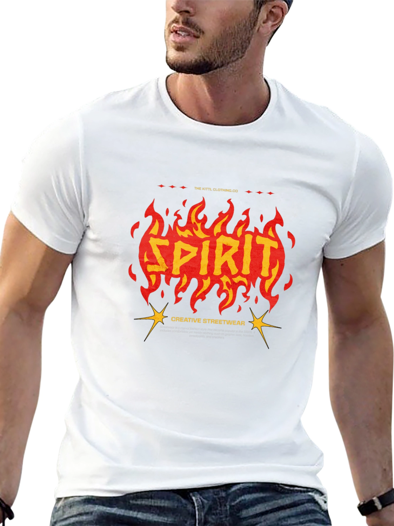 Spirit Fire Graphic Print Mens Black T-Shirt