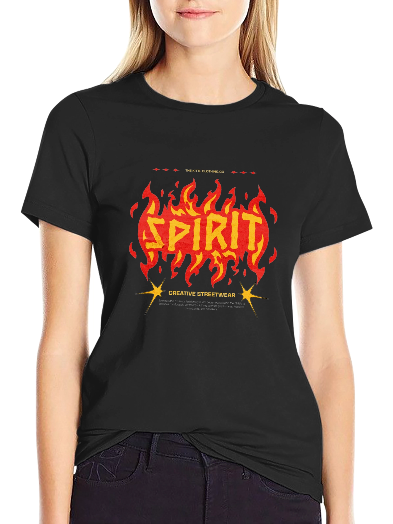 Spirit Fire Graphic Print Mens Black T-Shirt