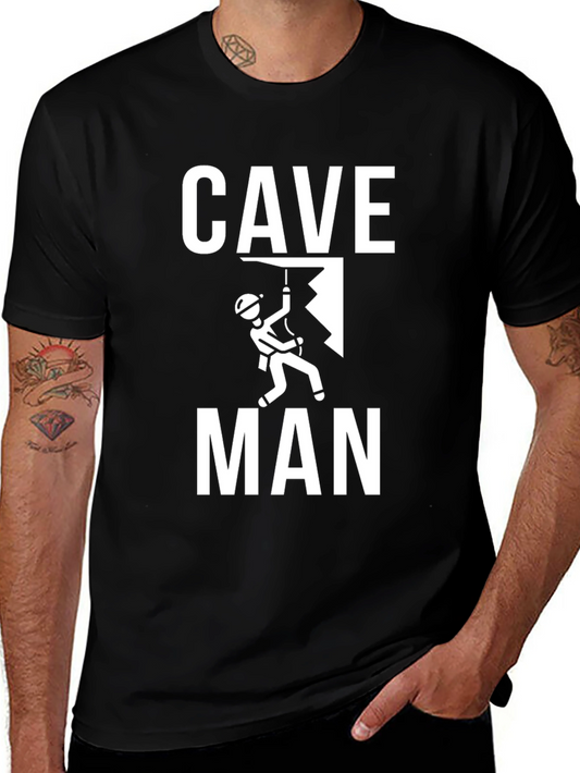 Cave Man Black T-Shirt - Rock Climbing Graphic Tee