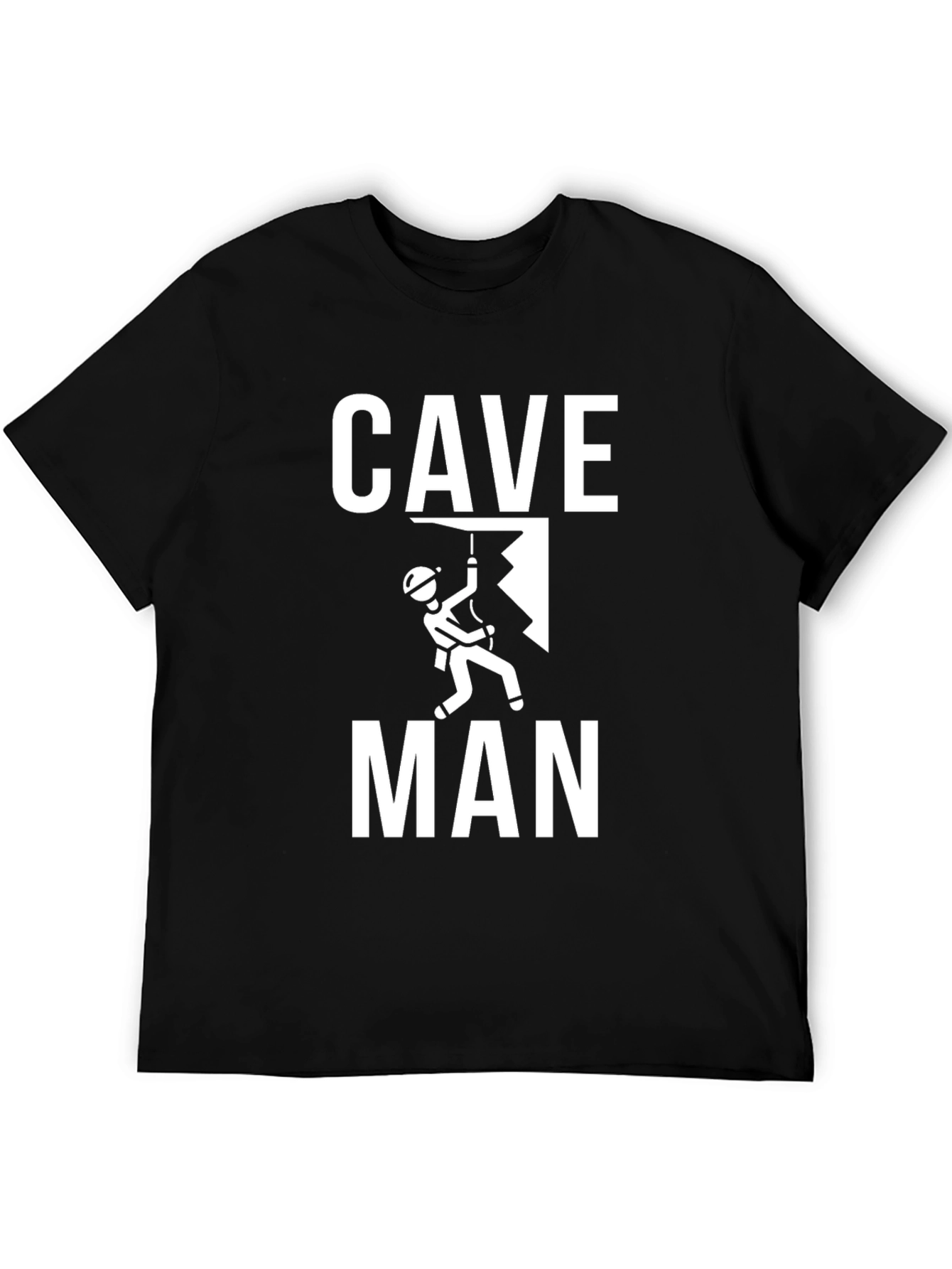 Cave Man Black T-Shirt - Rock Climbing Graphic Tee