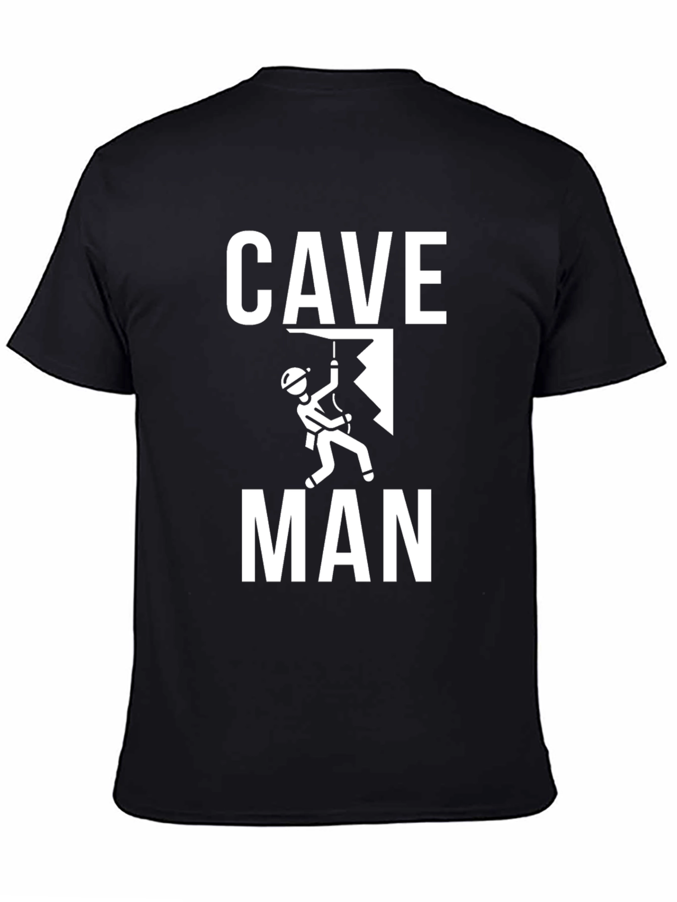 Cave Man Black T-Shirt - Rock Climbing Graphic Tee
