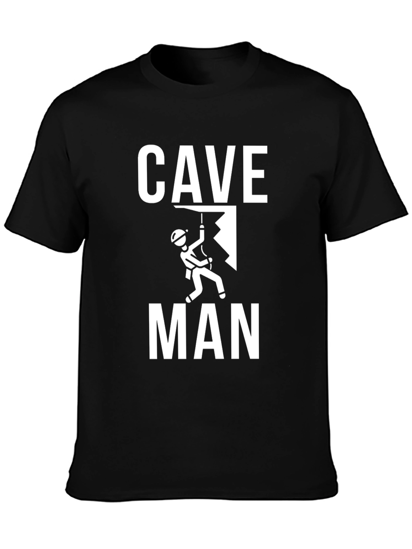 Cave Man Black T-Shirt - Rock Climbing Graphic Tee