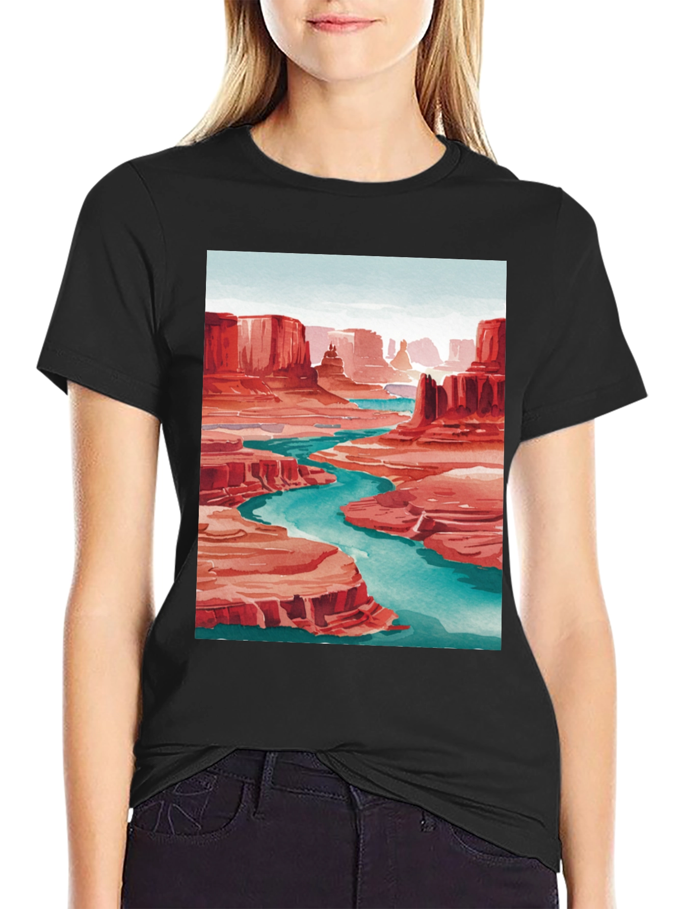 Grand Canyon Art Print T-Shirt - Black