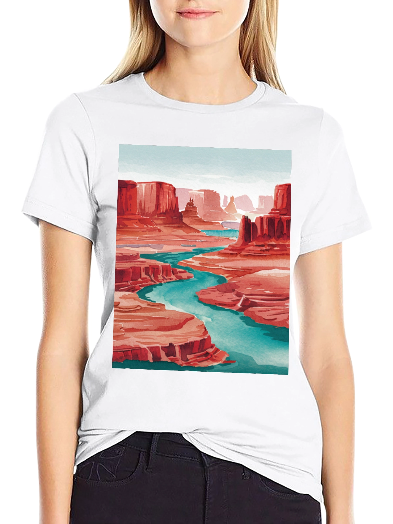 Grand Canyon Art Print T-Shirt - Black