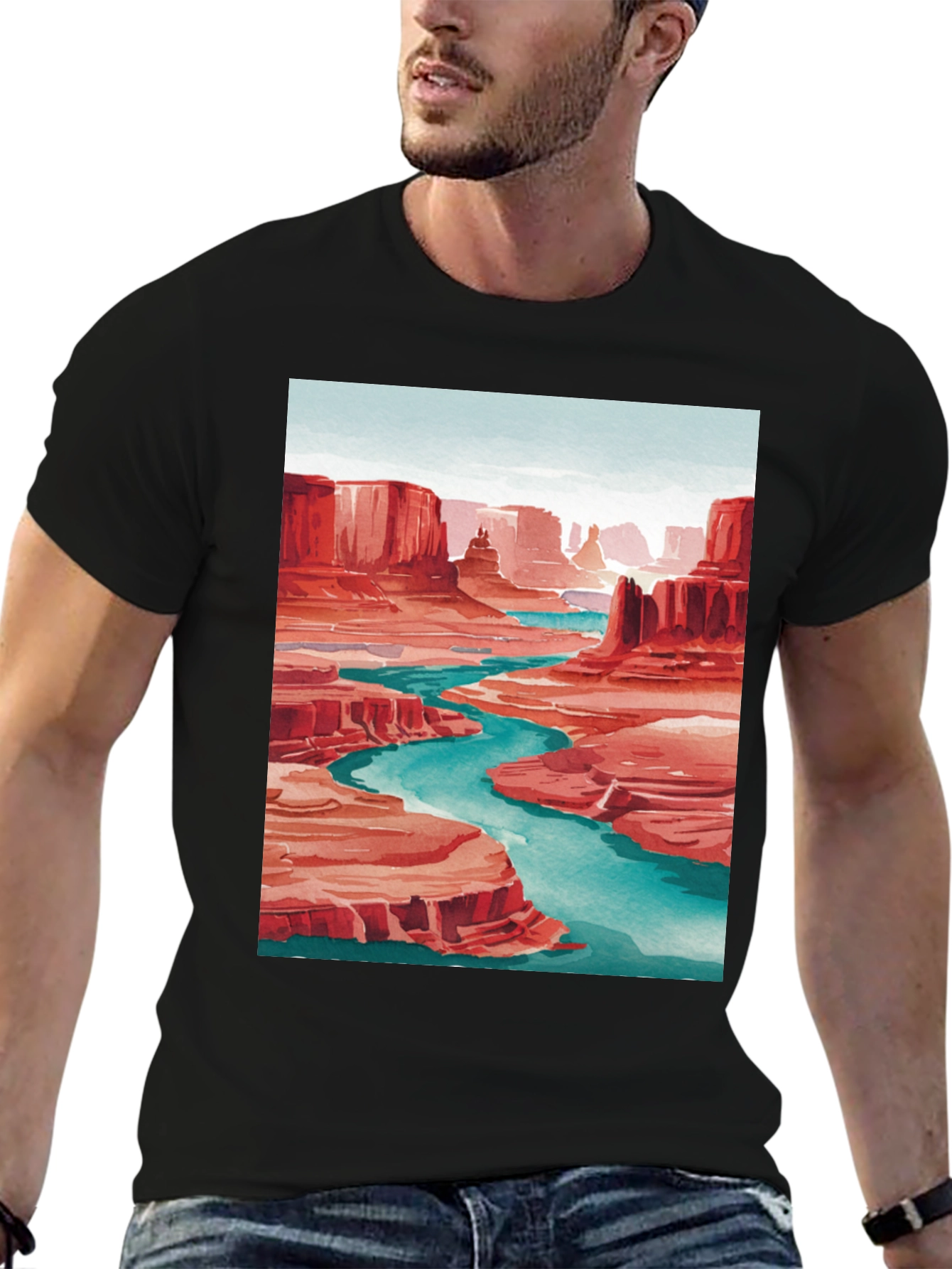 Grand Canyon Art Print T-Shirt - Black