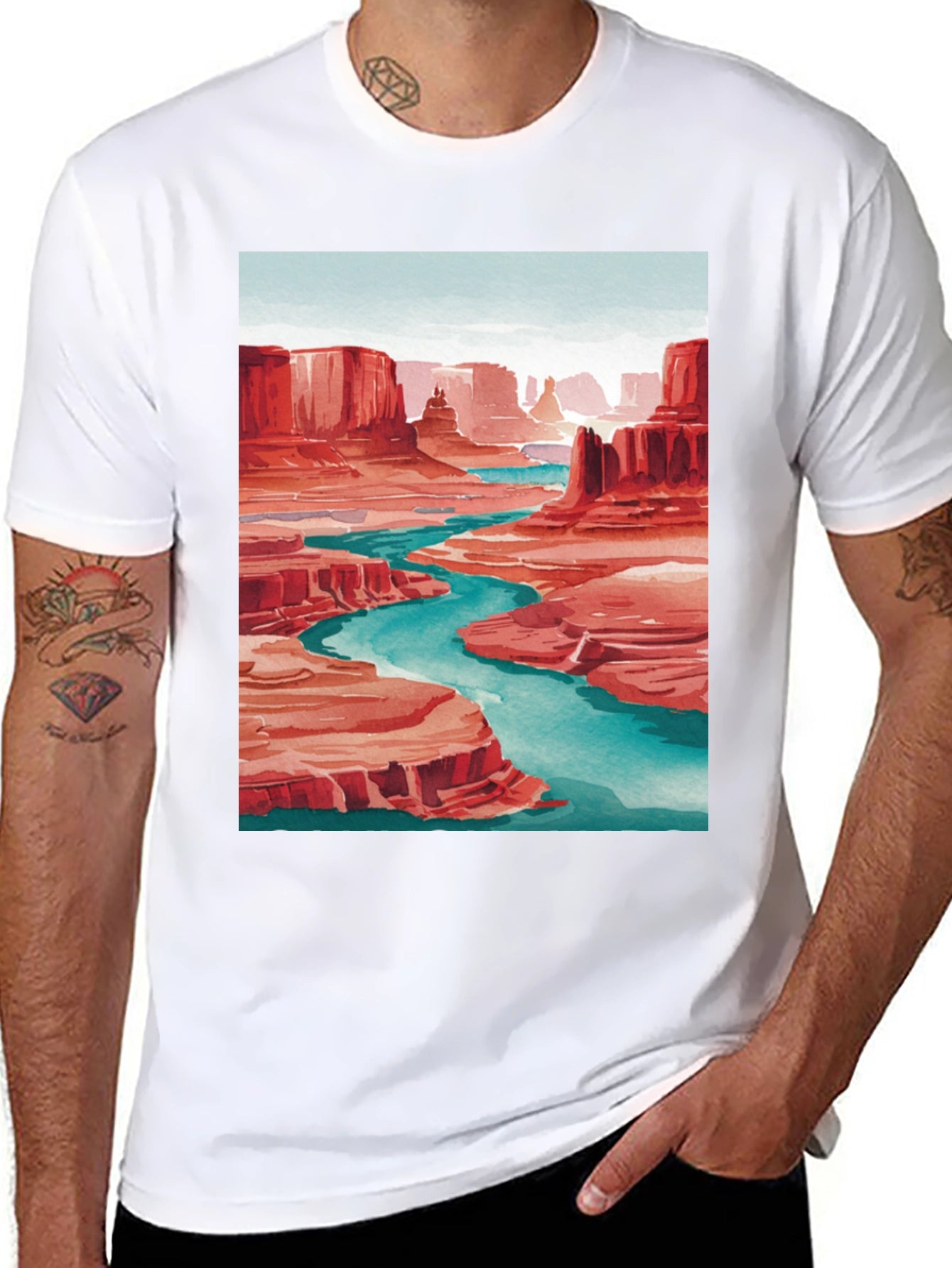 Grand Canyon Art Print T-Shirt - Black