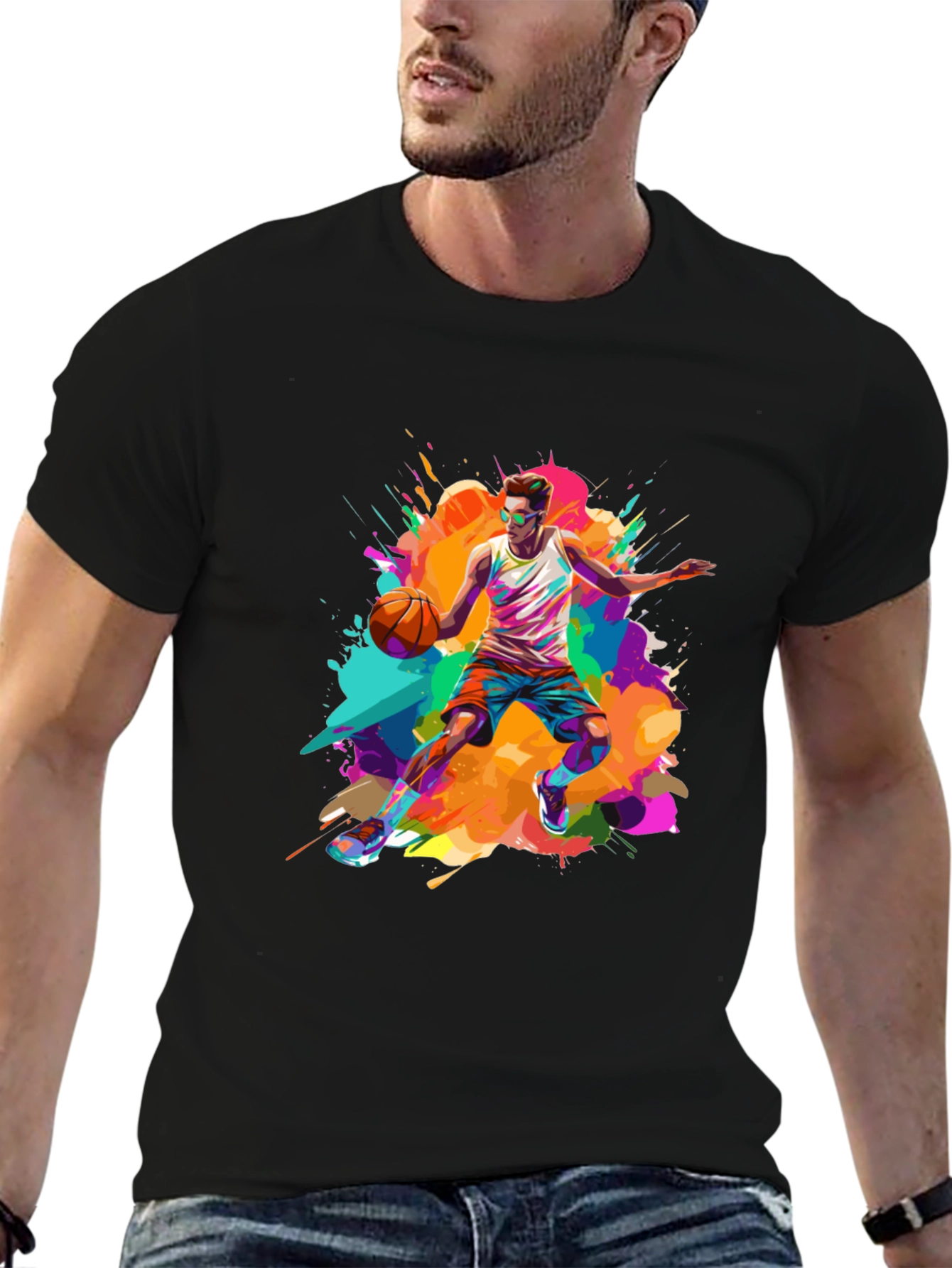 Vibrant Basketball Graphic Tee