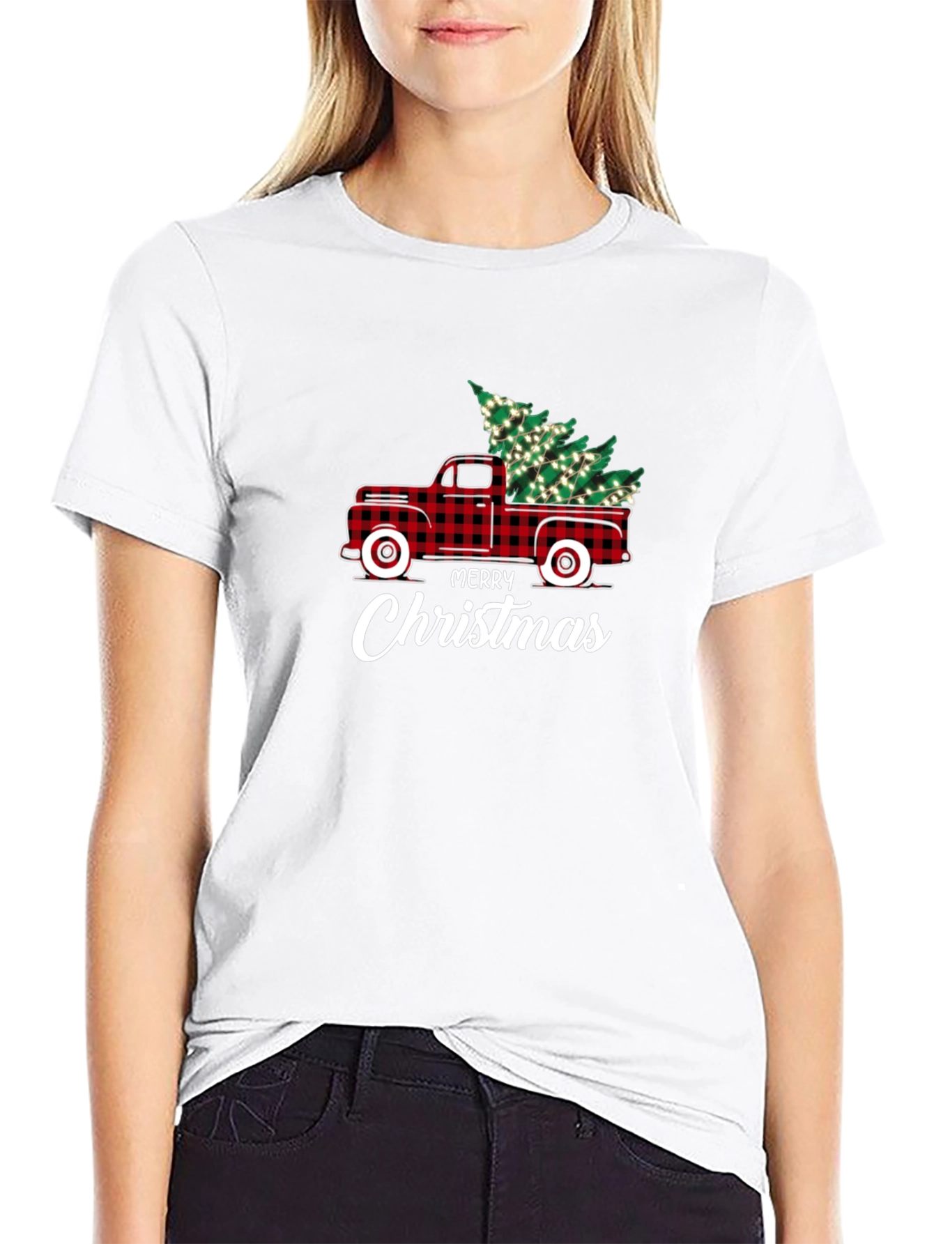 Festive Christmas Tree Truck Graphic Tee